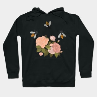 Honeybee Victorian Roses in Blue Hoodie